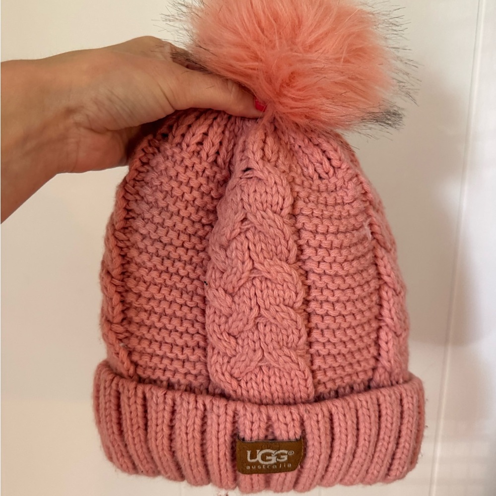 UGG Kids Blush Cable Knit Pom Hat